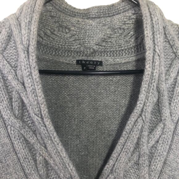 Theory Grey Cashmere V Neck Sweater with pockets Size Small - Picture 6 of 13